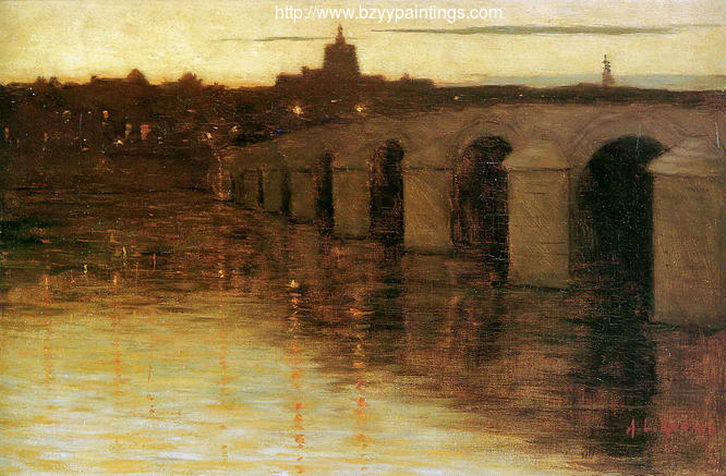 Maas bridge at sunset